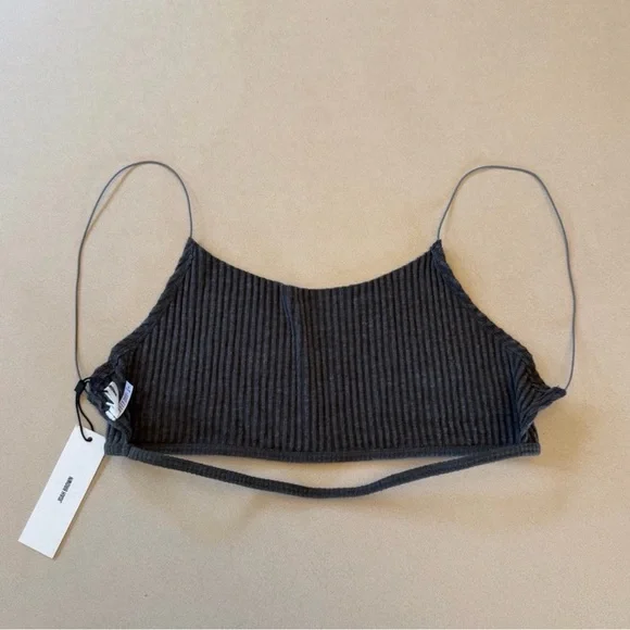 Joah Brown Ribbed Charcoal Crop Bralette - Picture 3 of 4